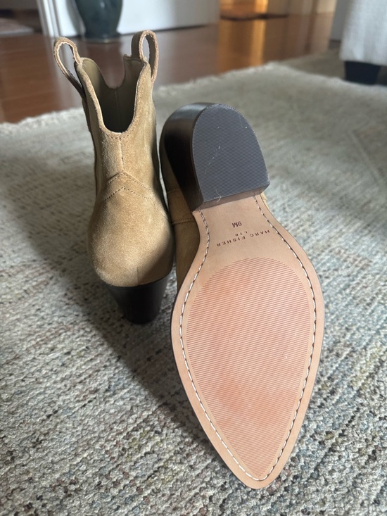 Marc Fisher Tan Suede Pointed Western Ankle Boots - Picture 4 of 6